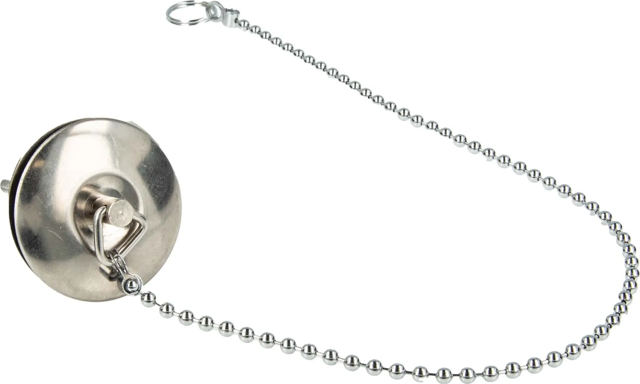 tecuro Ventilstopfen Kugelkette 30 cm × Ø 3,6 mm – Verchromt, mit Deckrosette