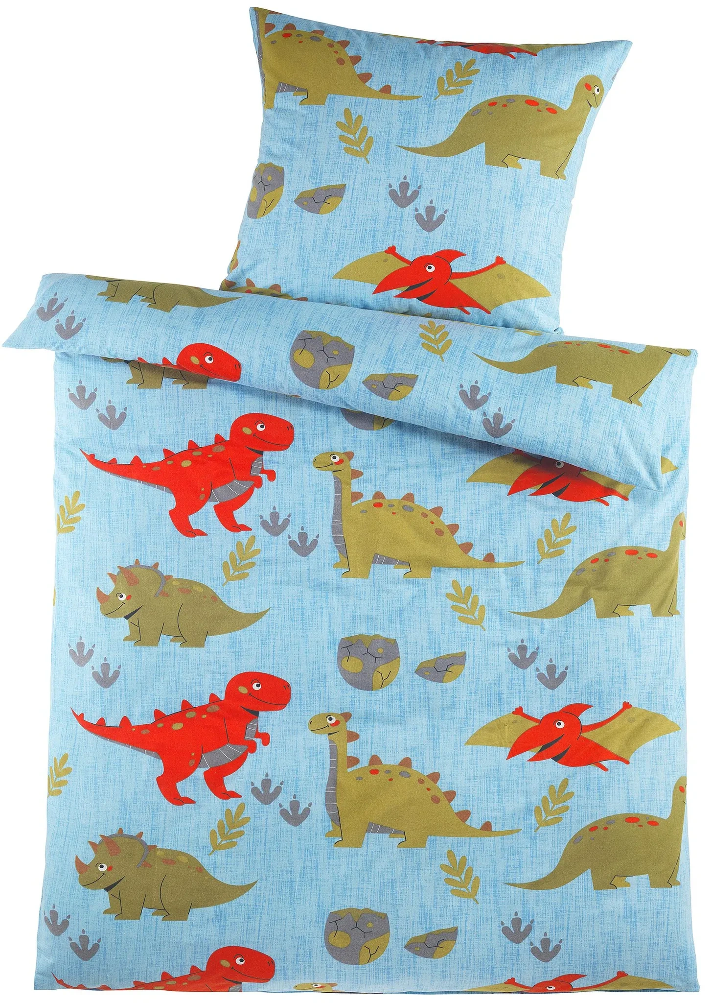 Biber-Winterbettwäsche „Dinosaurier“ 135×200 cm – 2-teilig