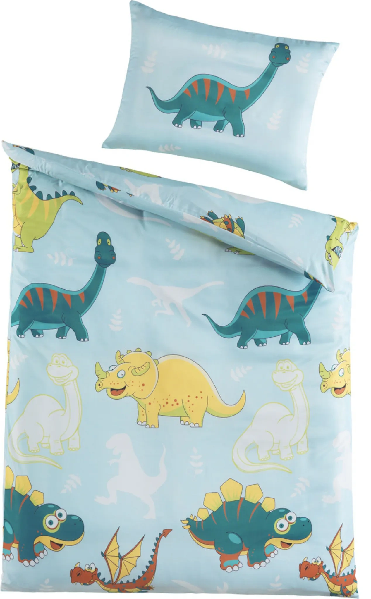 Baby Mikrofaser-Bettwäsche „Dinos Blau“ 100×135 cm – Optidream
