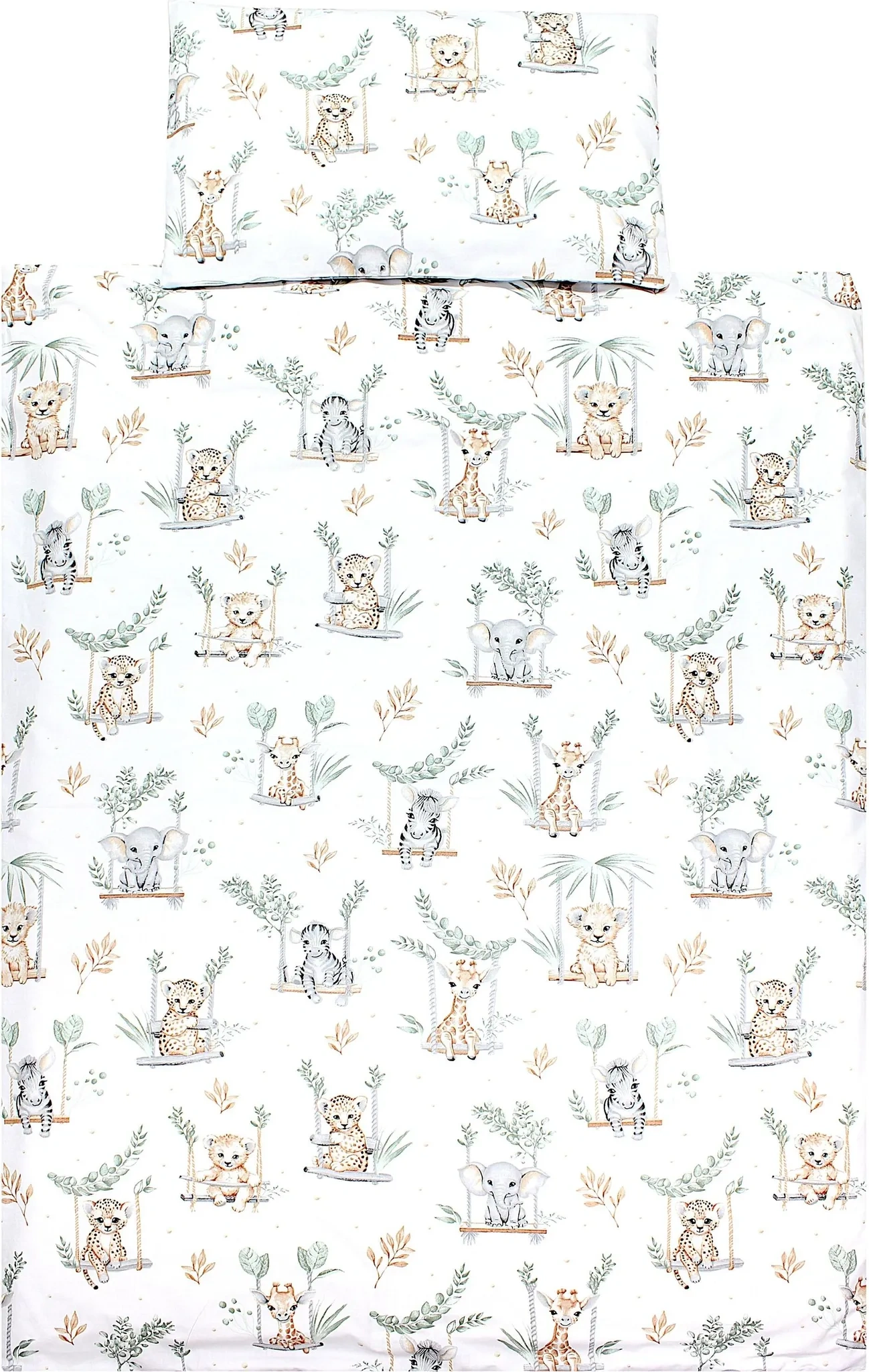 Kinder-Bettwäsche „Safari Schaukel Grün“ 100×135 cm – TupTam