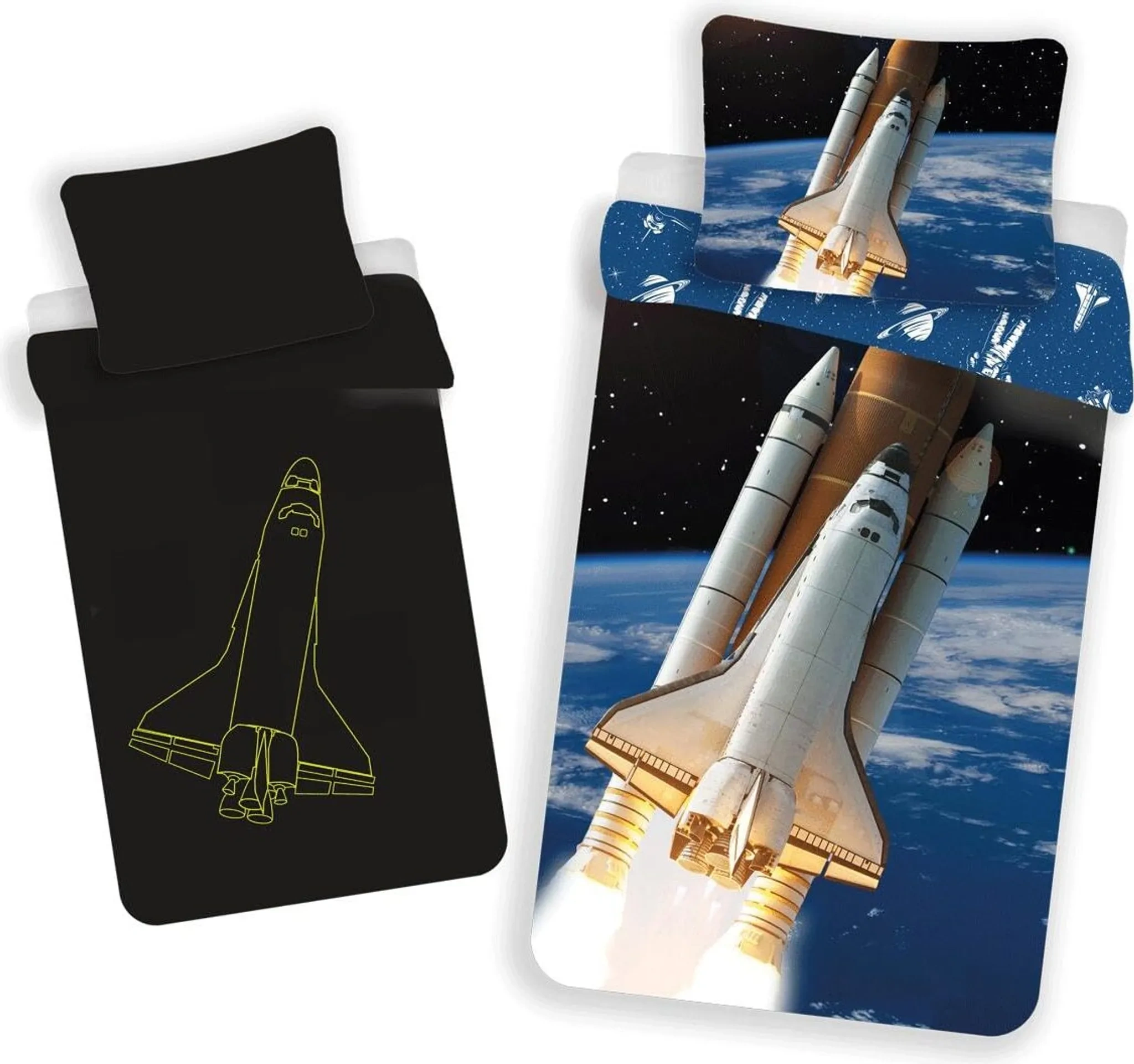 Kinderbettwäsche „Spaceship Universe“ 140×200 cm – 2-teilig, 100 % Baumwolle