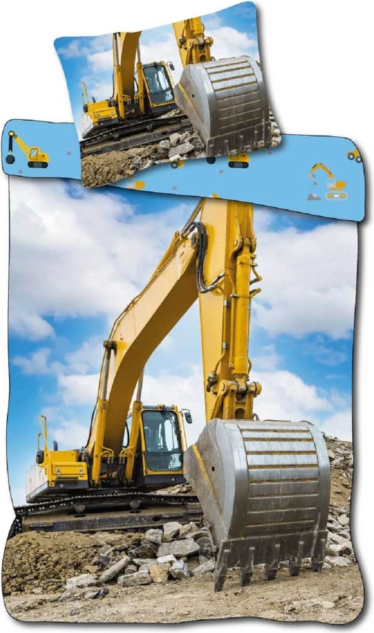 Kinderbettwäsche „Bagger Abenteuer“ 100×135 cm – Javoli
