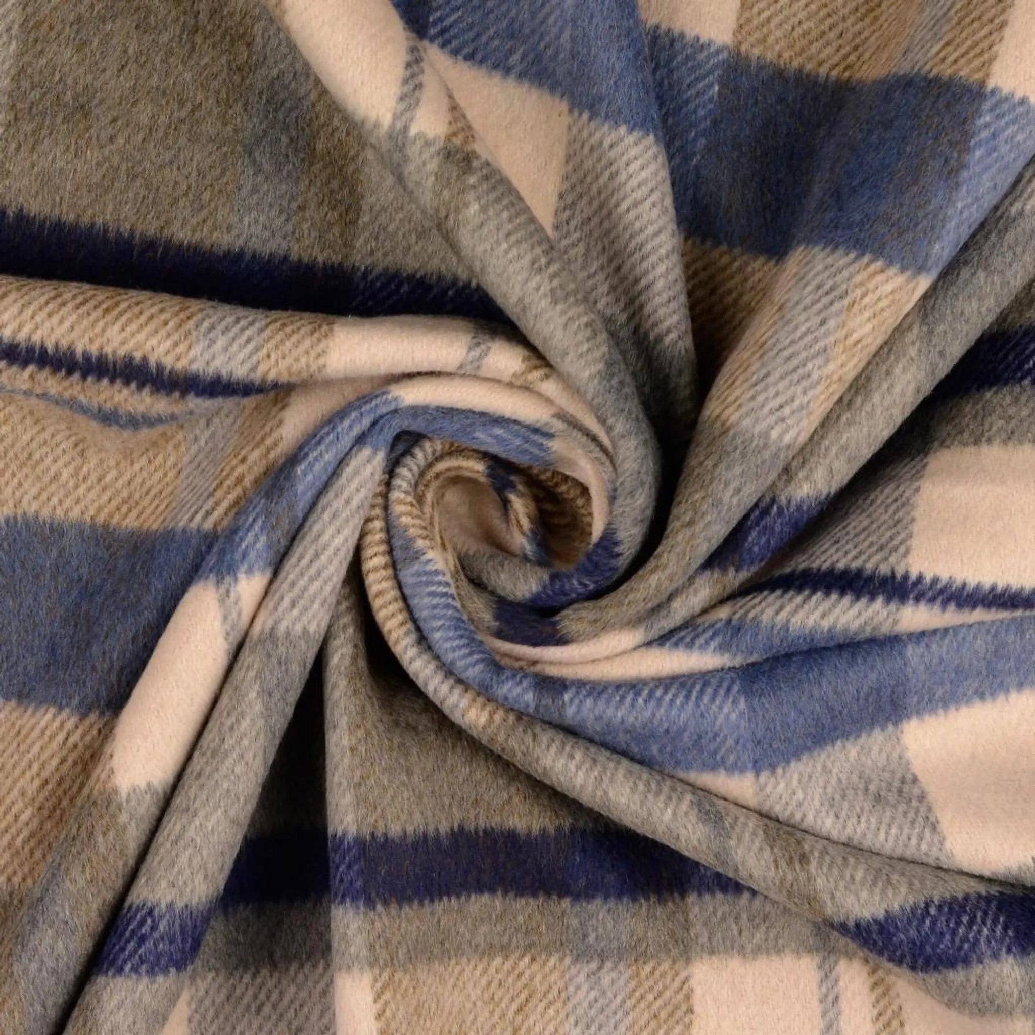 Mantelflausch DANI – Blau kariert, ca. 470 g/m²