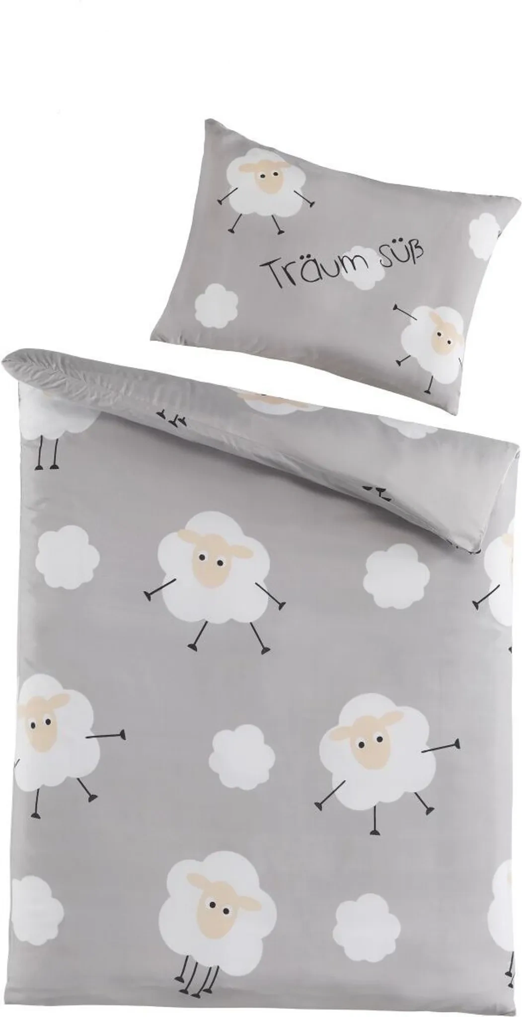 Baby-Microfaser-Bettwäsche „Träum Süß – Schafe“ 100×135 cm – Holiday Heimtex