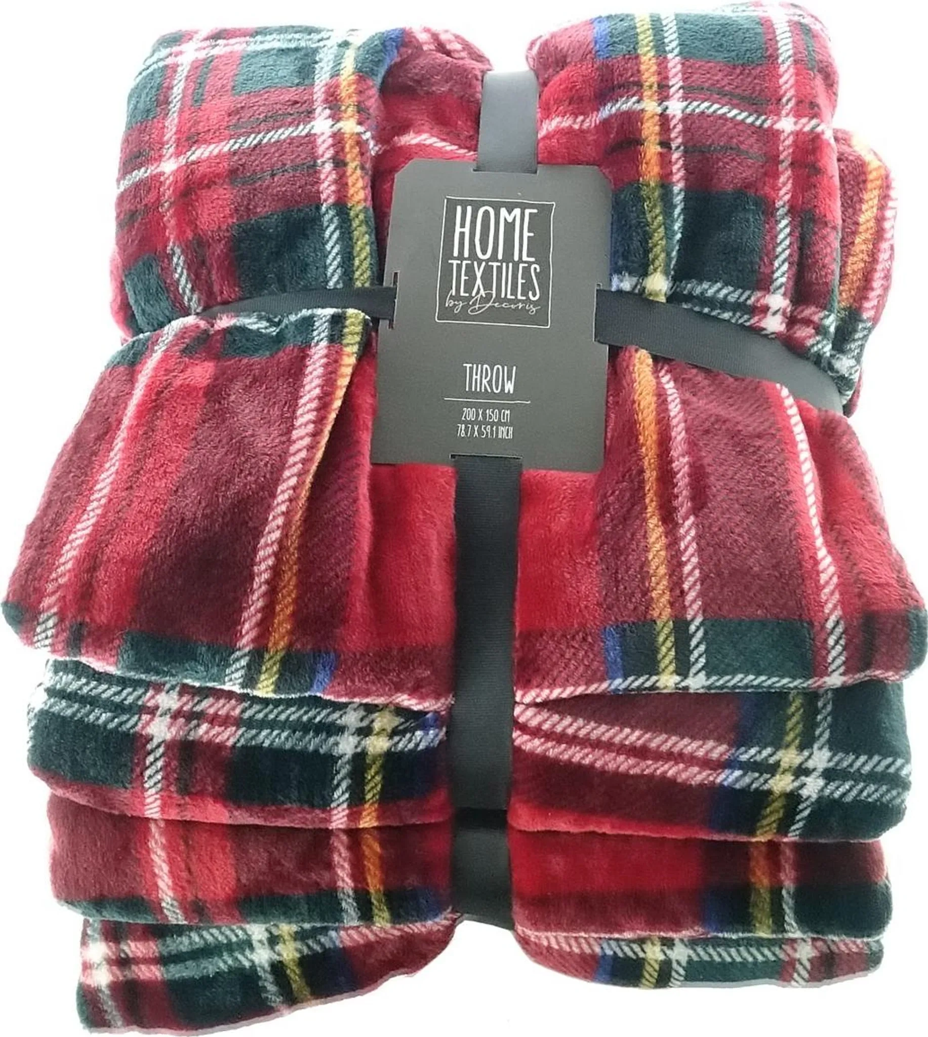 Kaemingk Weihnachtskuscheldecke – 150×200 cm, Rot-Grün kariert