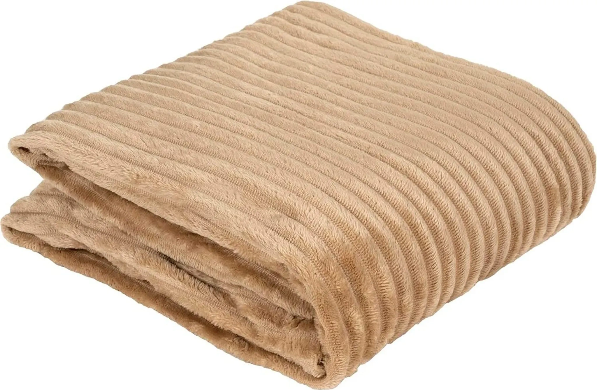 Flanell Mikrofaserdecke – 150×200 cm, Beige, Streifenmuster