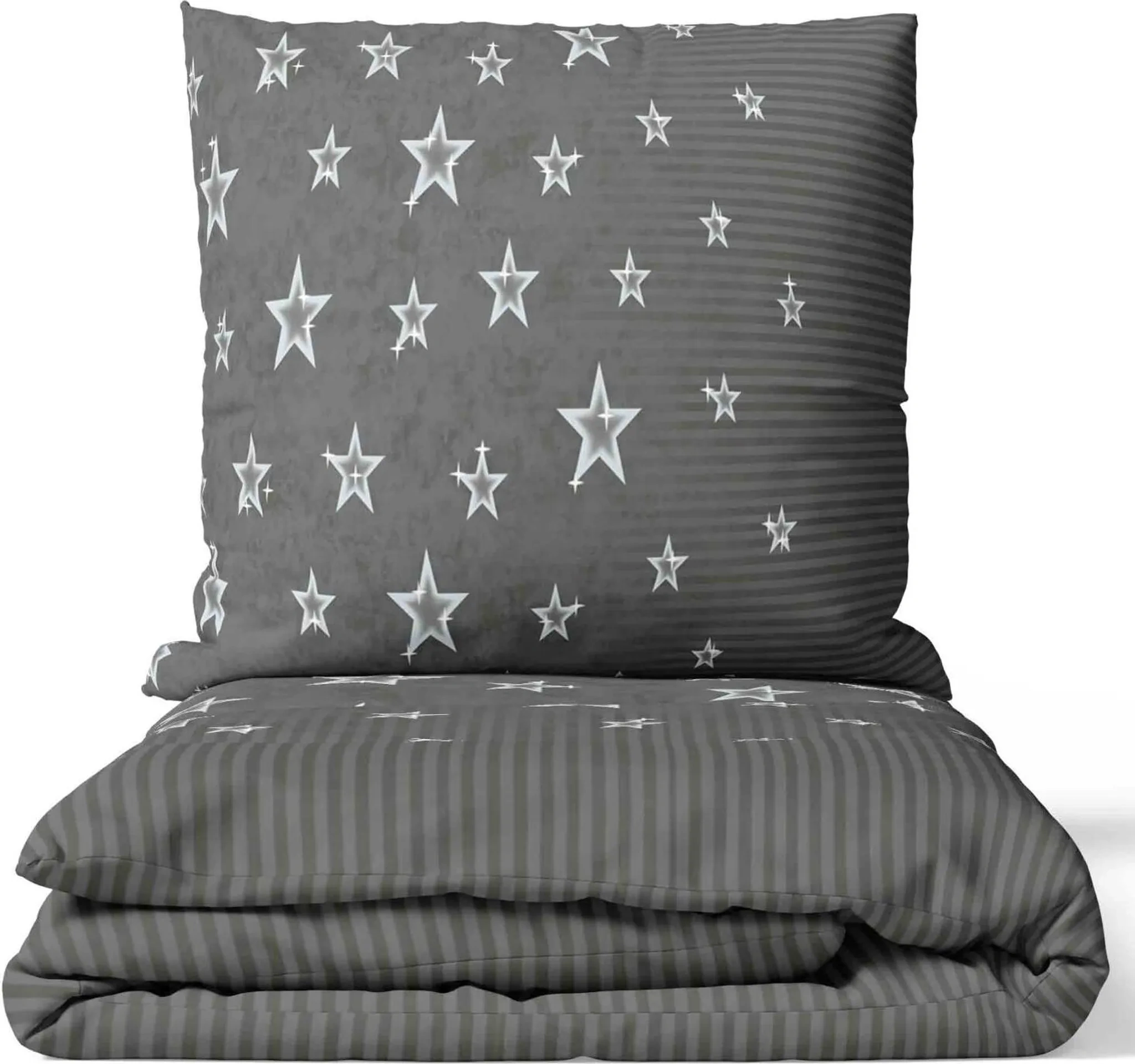 Mikrofaser-Bettwäsche „Galaxy Grau“ 155×200 cm – 2-teilig