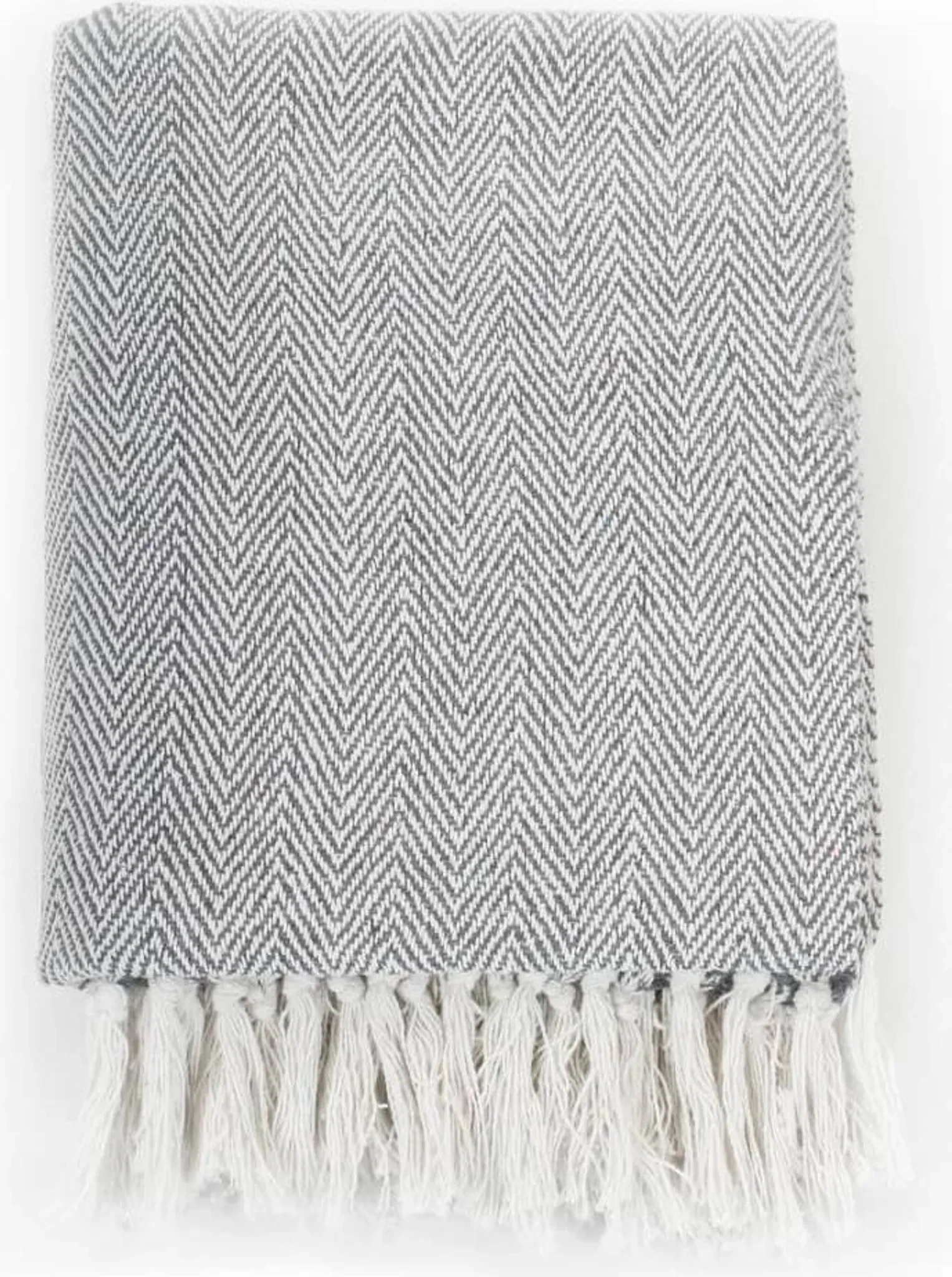 vidaXL Überwurf aus Baumwolle – Fischgrätenmuster, 125×150 cm, Grau