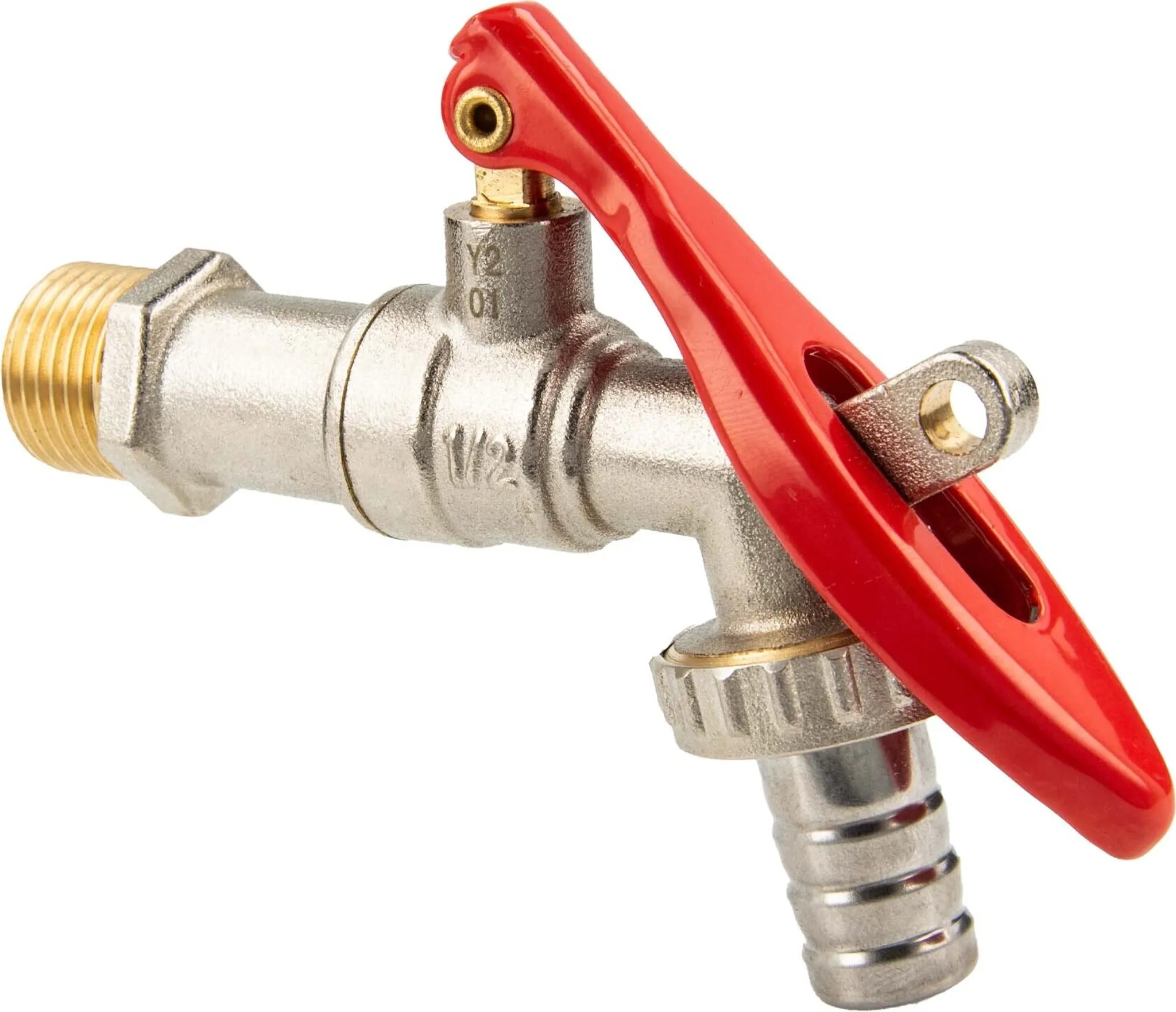 tecuro Auslaufventil Kugelventil 1/2 Zoll – mit abschließbarem Hebel, matt verchromt